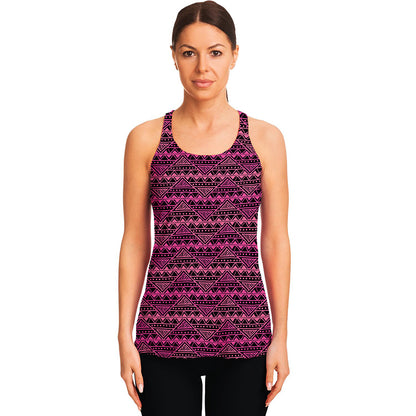 Pink African Ethnic Pattern Print Women's Racerback Tank Top