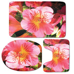 Pink Alstroemeria Print 3 Piece Bath Mat Set