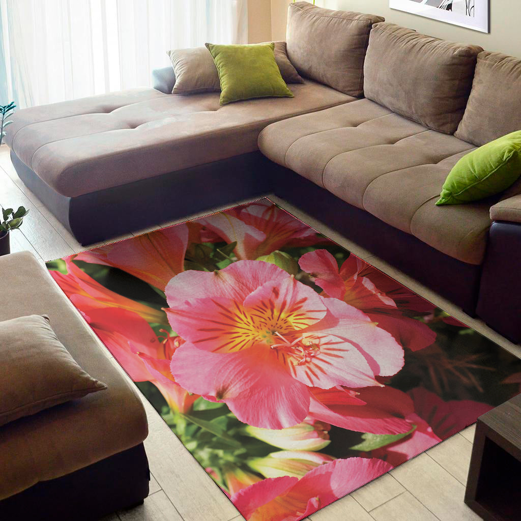 Pink Alstroemeria Print Area Rug