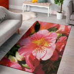 Pink Alstroemeria Print Area Rug