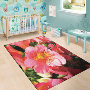 Pink Alstroemeria Print Area Rug