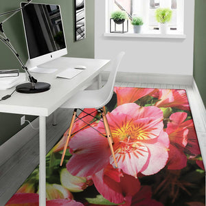 Pink Alstroemeria Print Area Rug