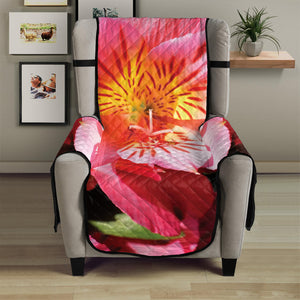 Pink Alstroemeria Print Armchair Protector