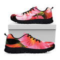 Pink Alstroemeria Print Black Running Shoes