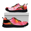 Pink Alstroemeria Print Black Sneakers