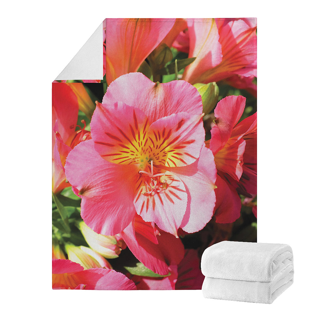 Pink Alstroemeria Print Blanket