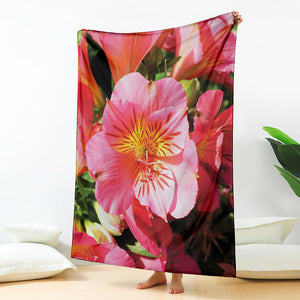 Pink Alstroemeria Print Blanket