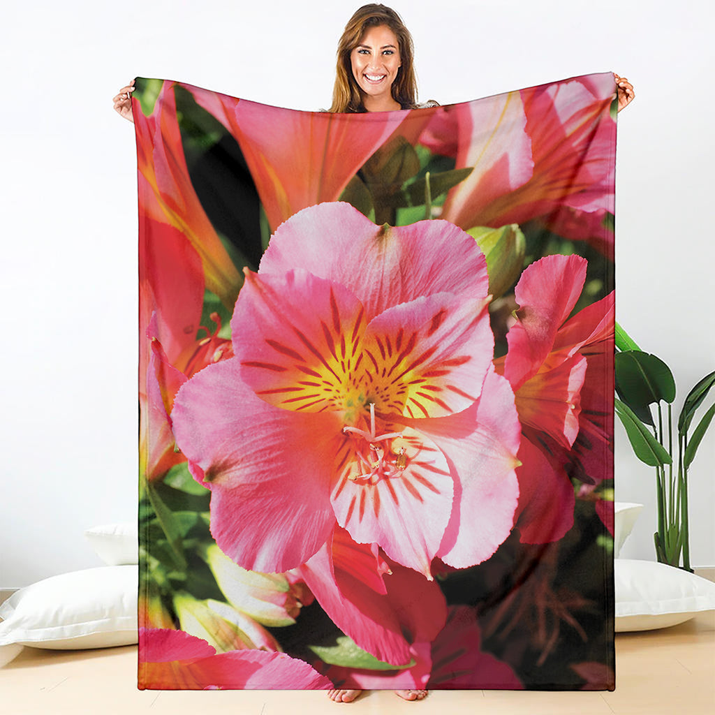 Pink Alstroemeria Print Blanket