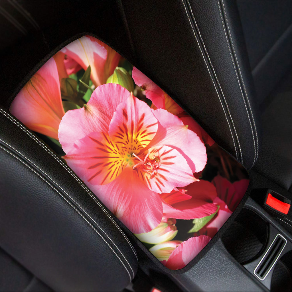 Pink Alstroemeria Print Car Center Console Cover