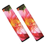 Pink Alstroemeria Print Car Seat Belt Covers