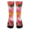 Pink Alstroemeria Print Crew Socks