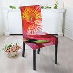 Pink Alstroemeria Print Dining Chair Slipcover