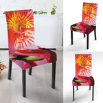Pink Alstroemeria Print Dining Chair Slipcover