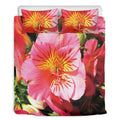 Pink Alstroemeria Print Duvet Cover Bedding Set