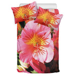 Pink Alstroemeria Print Duvet Cover Bedding Set