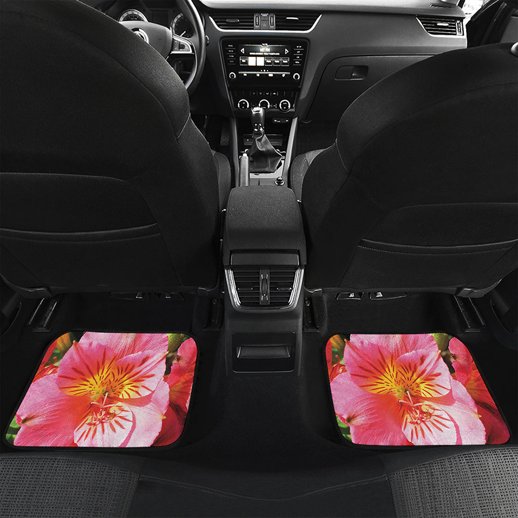 Pink Alstroemeria Print Front and Back Car Floor Mats