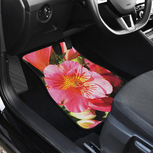 Pink Alstroemeria Print Front and Back Car Floor Mats