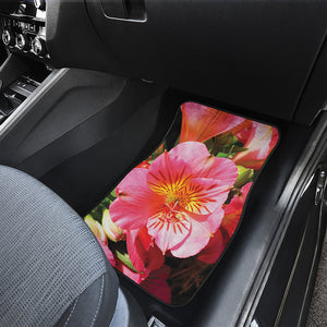 Pink Alstroemeria Print Front and Back Car Floor Mats