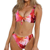 Pink Alstroemeria Print Front Bow Tie Bikini