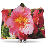 Pink Alstroemeria Print Hooded Blanket