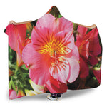 Pink Alstroemeria Print Hooded Blanket