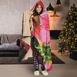 Pink Alstroemeria Print Hooded Blanket