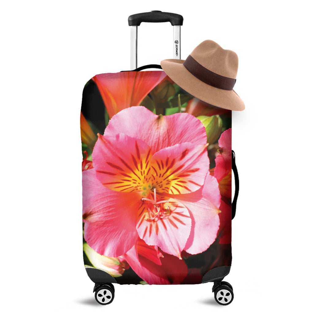 Pink Alstroemeria Print Luggage Cover