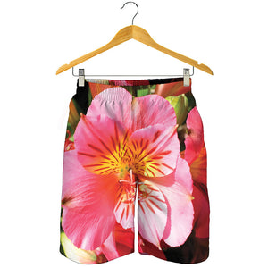 Pink Alstroemeria Print Men's Shorts