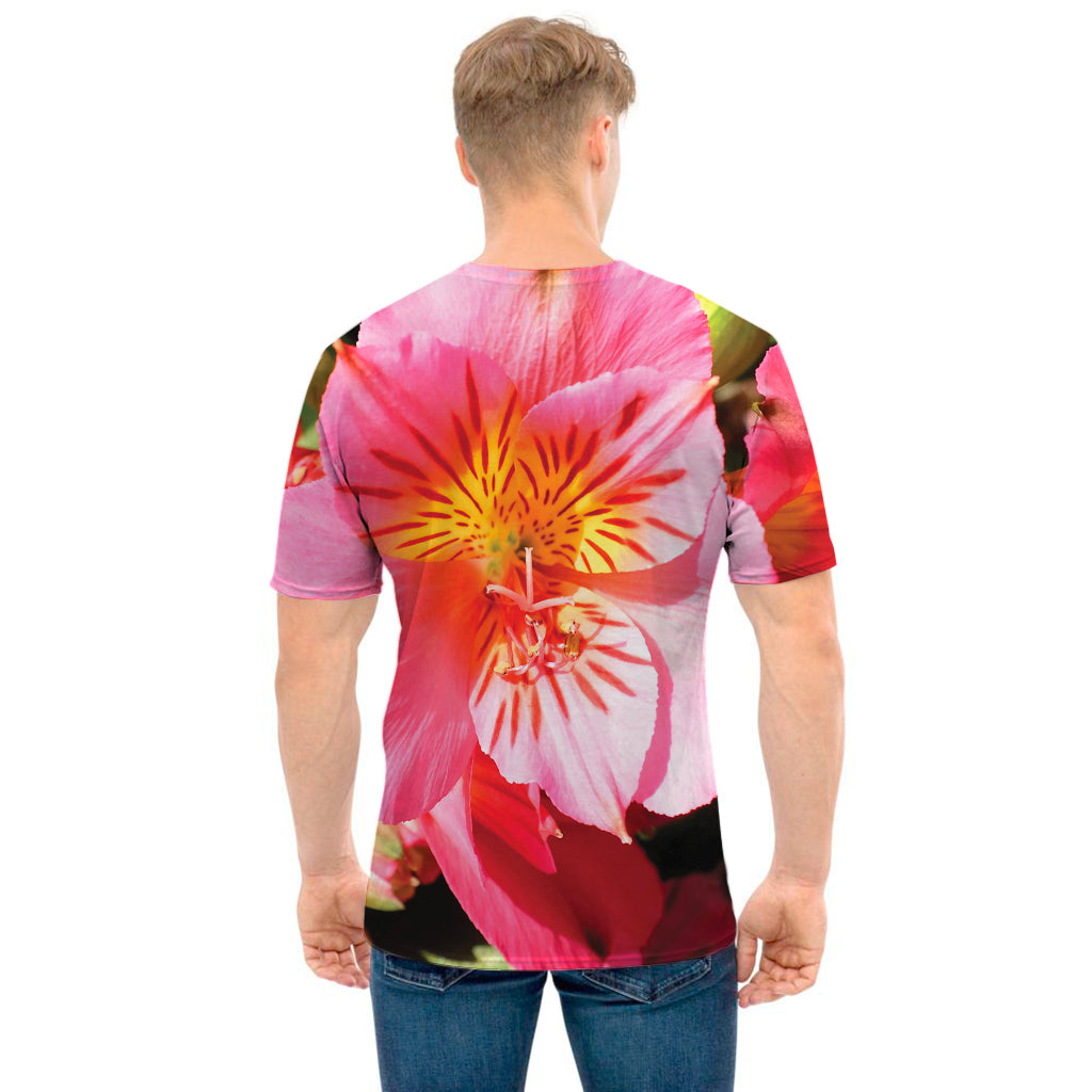 Pink Alstroemeria Print Men's T-Shirt