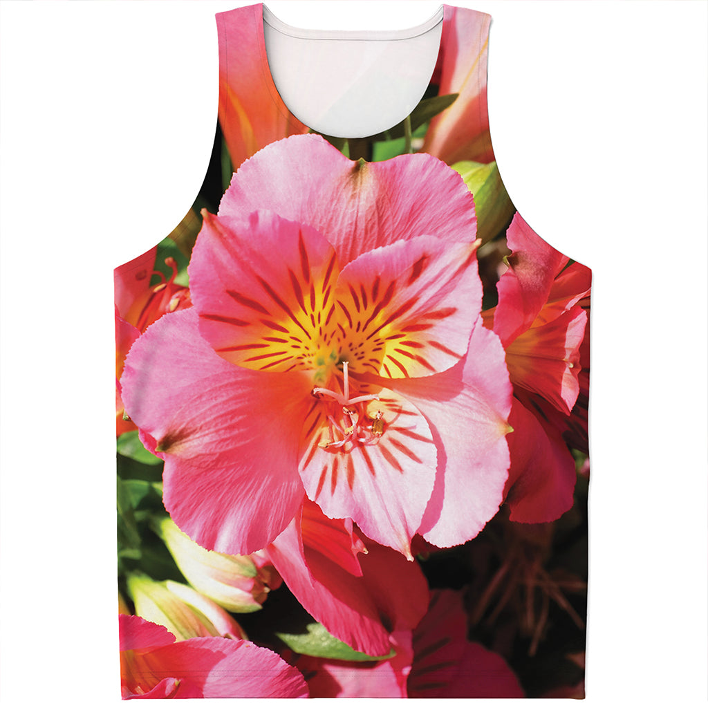 Pink Alstroemeria Print Men's Tank Top