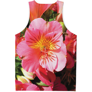 Pink Alstroemeria Print Men's Tank Top