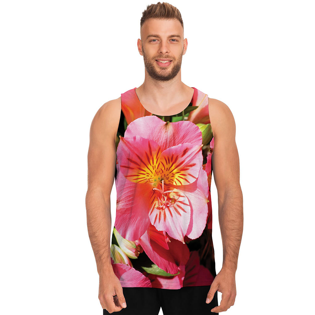 Pink Alstroemeria Print Men's Tank Top