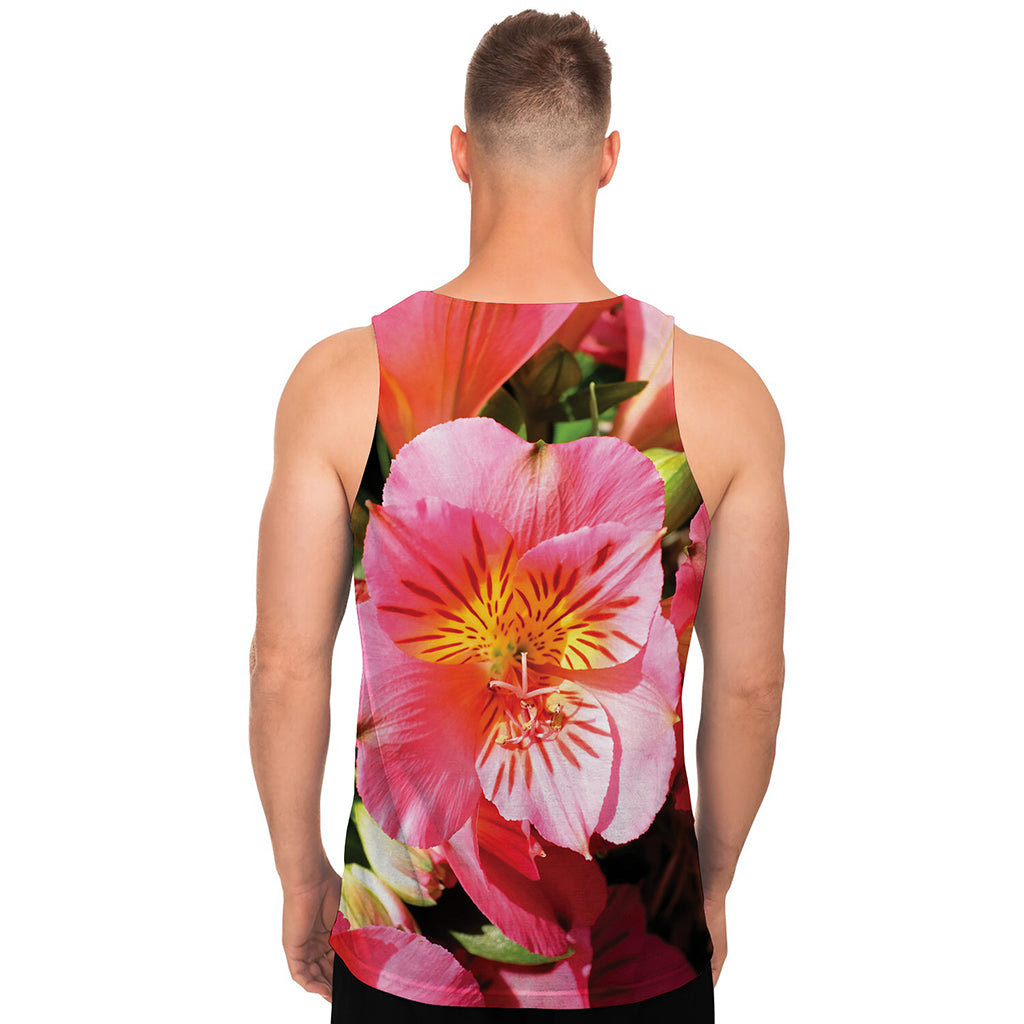 Pink Alstroemeria Print Men's Tank Top