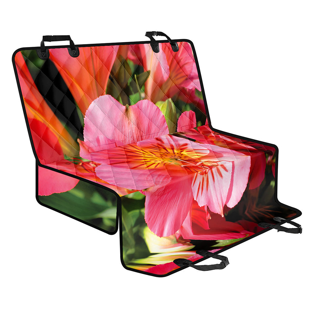 Pink Alstroemeria Print Pet Car Back Seat Cover