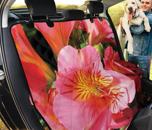 Pink Alstroemeria Print Pet Car Back Seat Cover