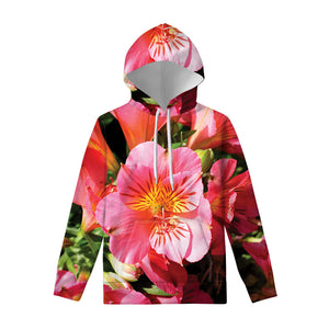 Pink Alstroemeria Print Pullover Hoodie