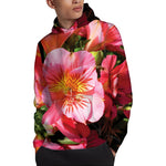 Pink Alstroemeria Print Pullover Hoodie