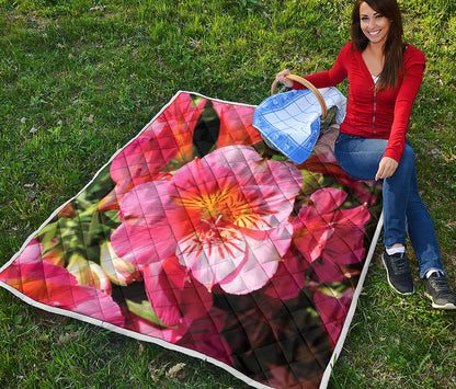 Pink Alstroemeria Print Quilt