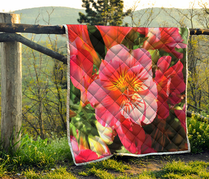 Pink Alstroemeria Print Quilt