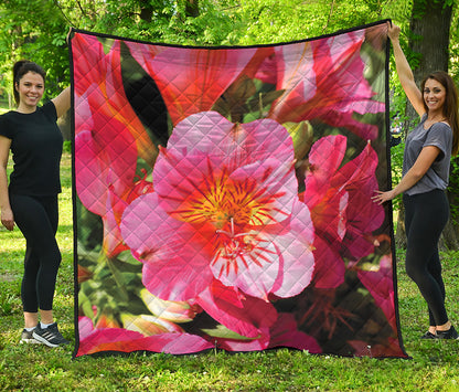 Pink Alstroemeria Print Quilt