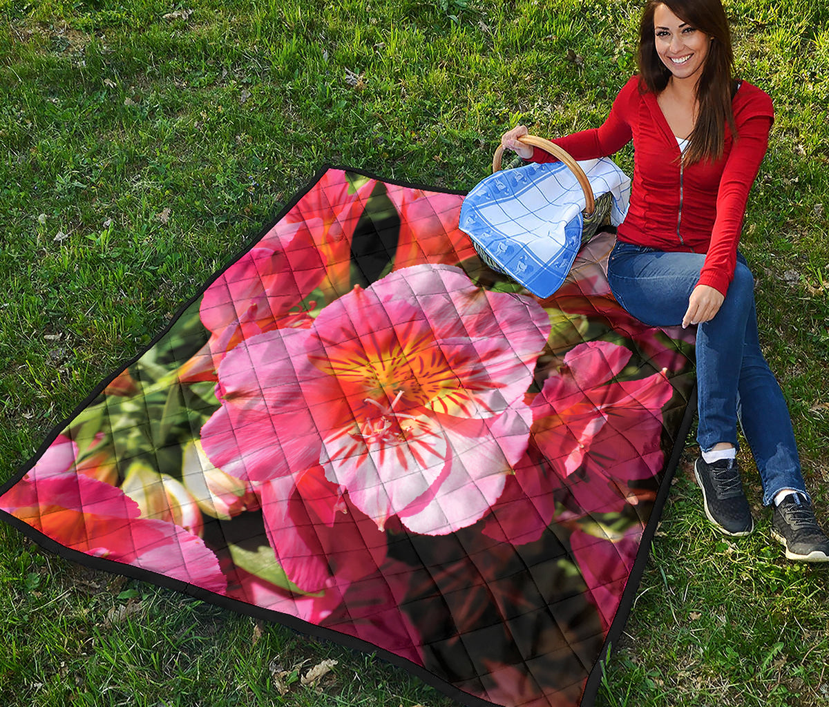Pink Alstroemeria Print Quilt