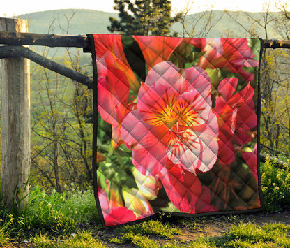 Pink Alstroemeria Print Quilt