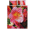 Pink Alstroemeria Print Quilt Bed Set