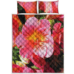 Pink Alstroemeria Print Quilt Bed Set