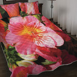 Pink Alstroemeria Print Quilt Bed Set