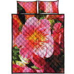 Pink Alstroemeria Print Quilt Bed Set
