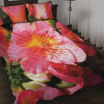 Pink Alstroemeria Print Quilt Bed Set
