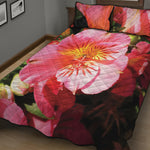 Pink Alstroemeria Print Quilt Bed Set