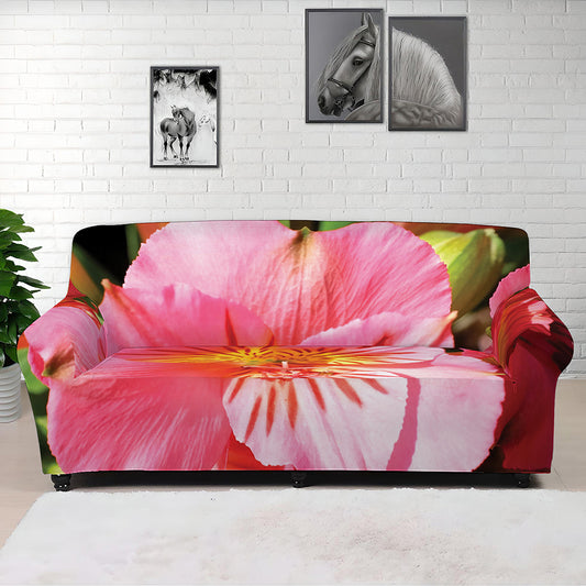 Pink Alstroemeria Print Sofa Cover