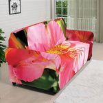 Pink Alstroemeria Print Sofa Cover